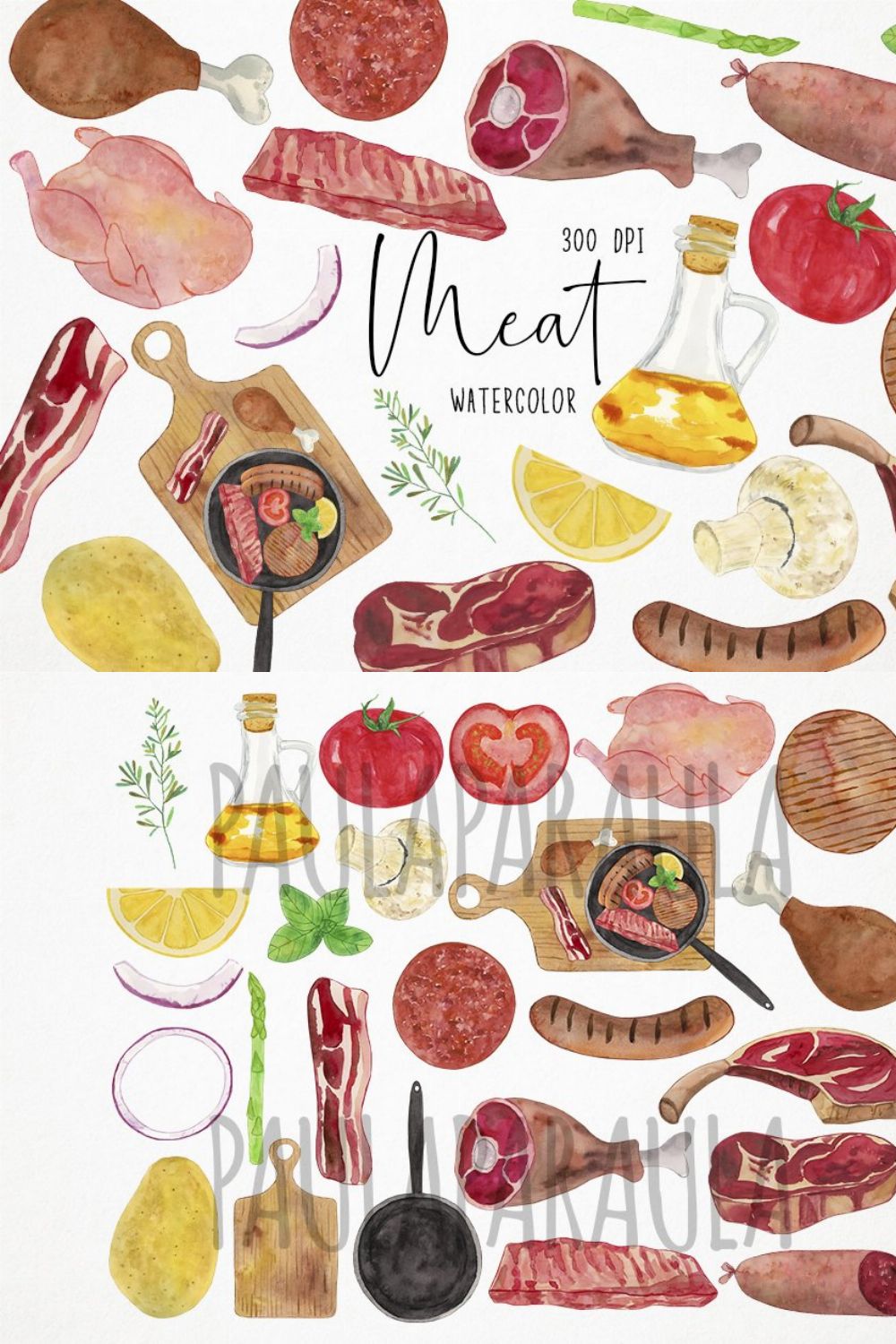 Watercolor Meat Clipart Meat Product pinterest preview image.