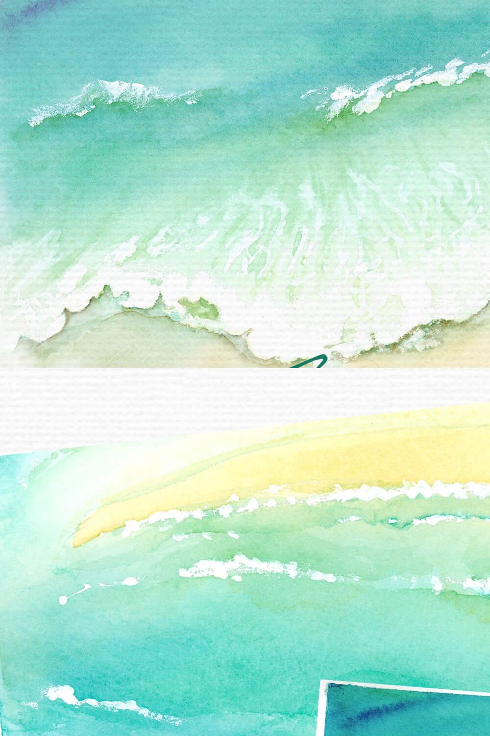Watercolor Ocean Wave Beach Textures pinterest preview image.
