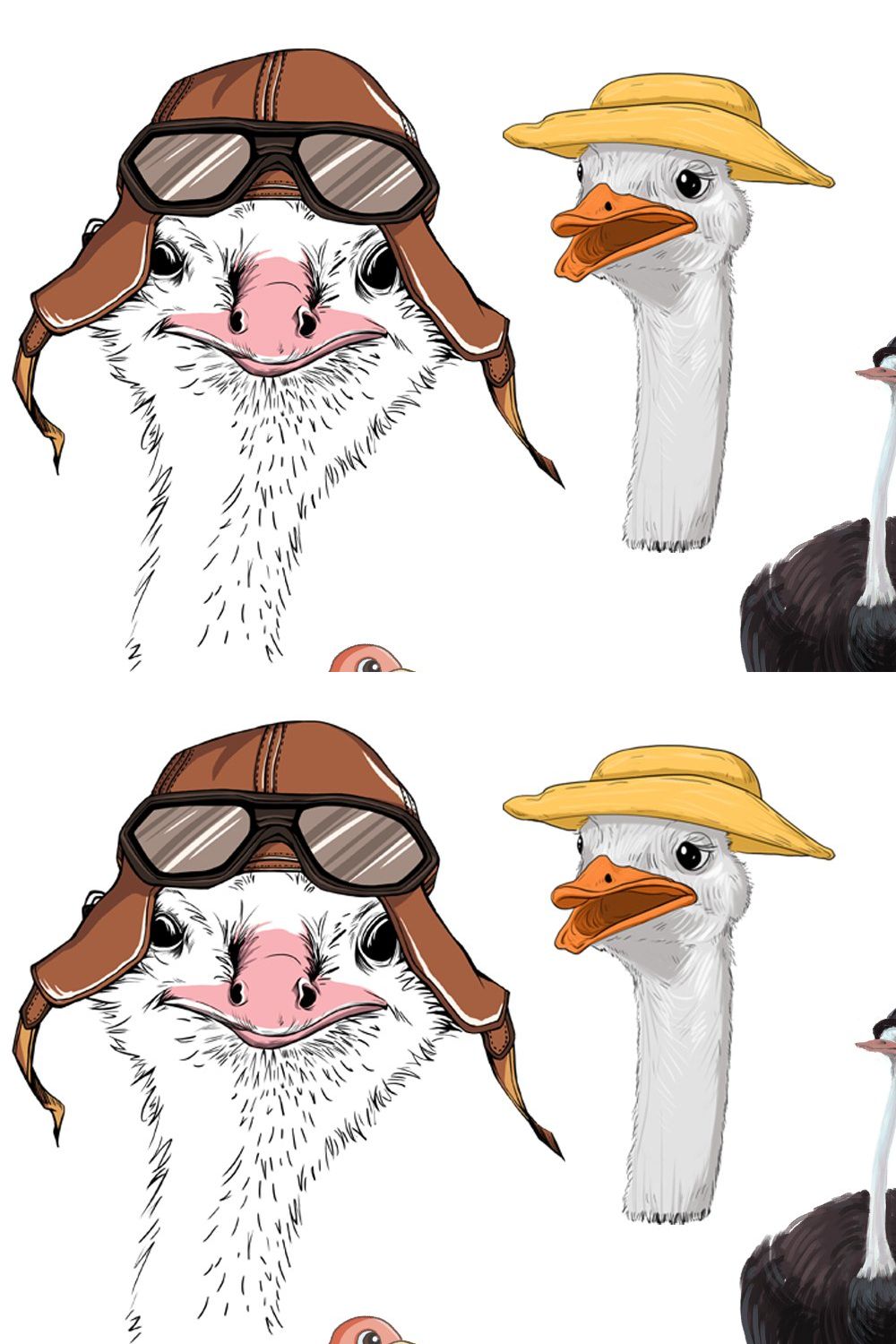 Watercolor Ostrich clipart vector pinterest preview image.