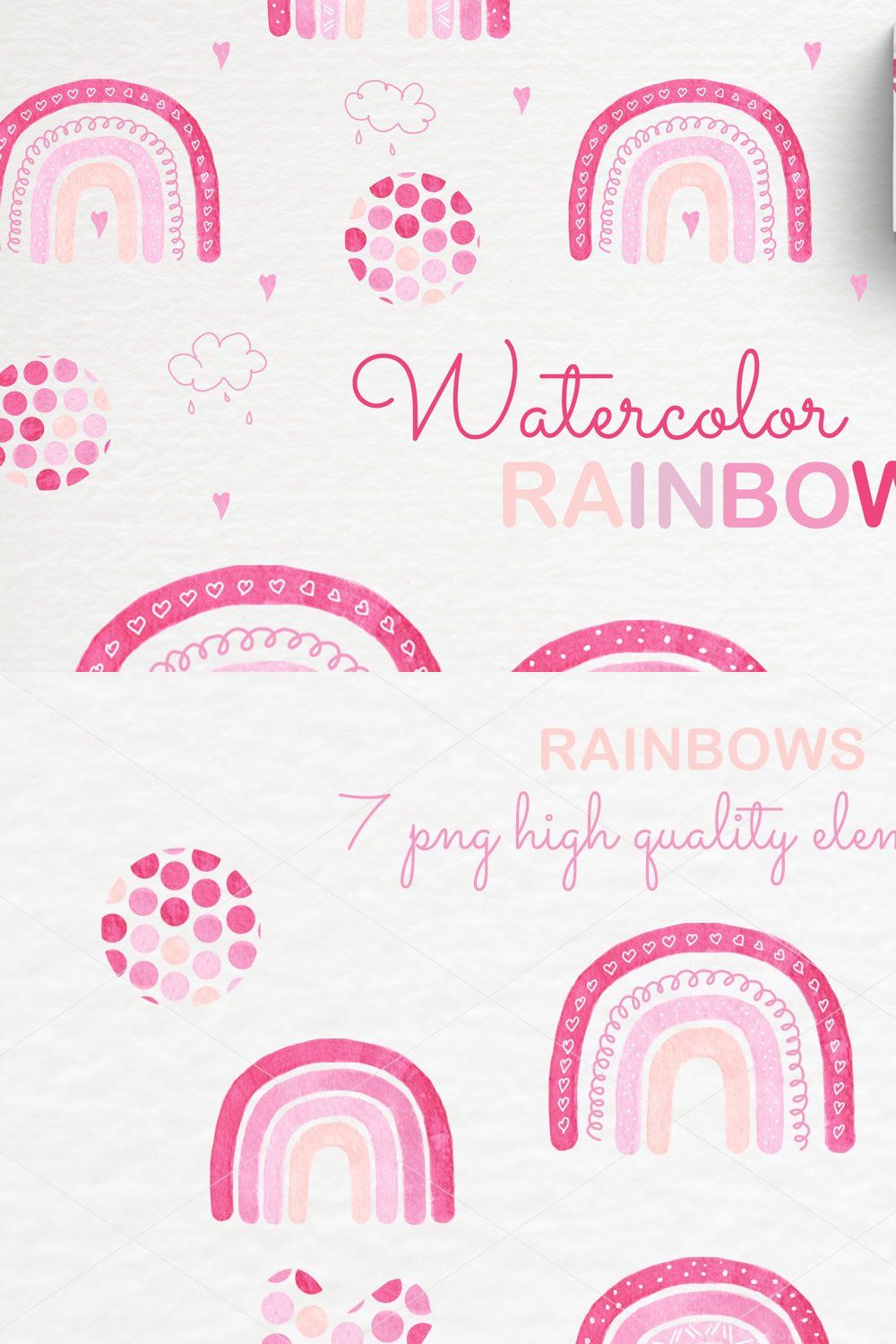Watercolor rainbow clipart patterns pinterest preview image.