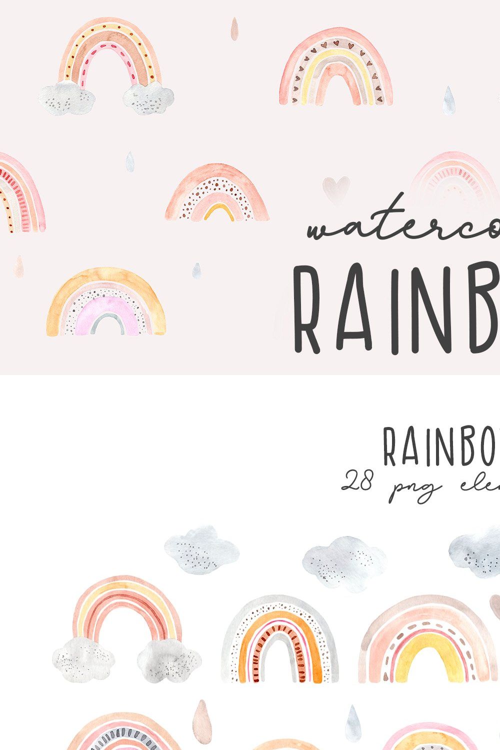 Watercolor Rainbow. Clipart Patterns pinterest preview image.