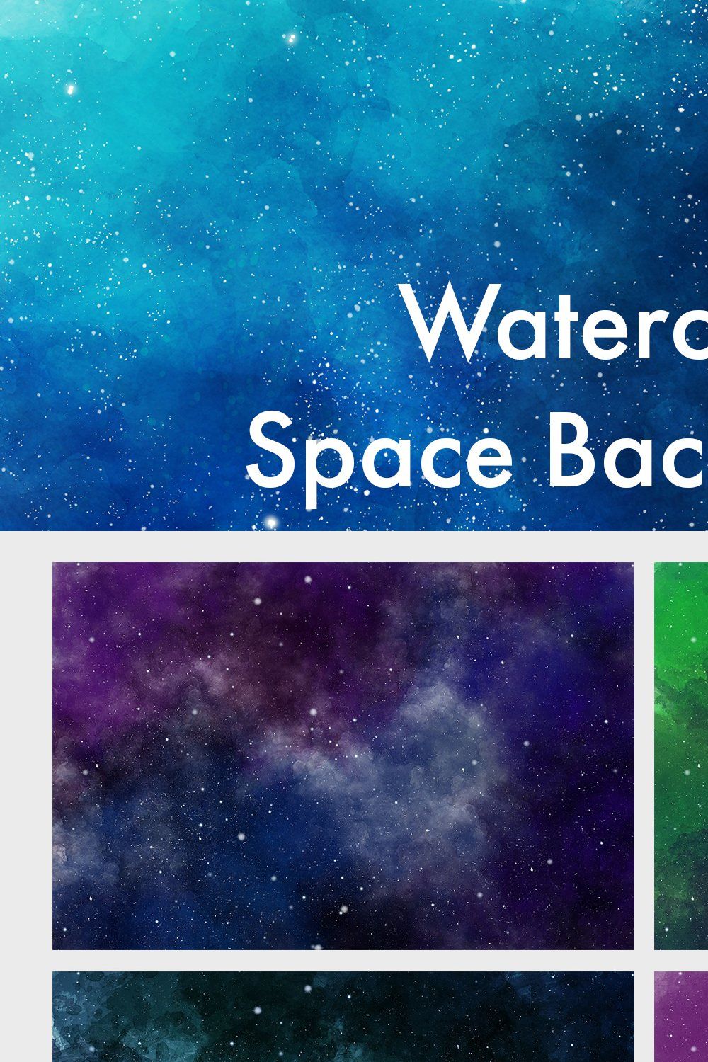 Watercolor Starry Sky pinterest preview image.