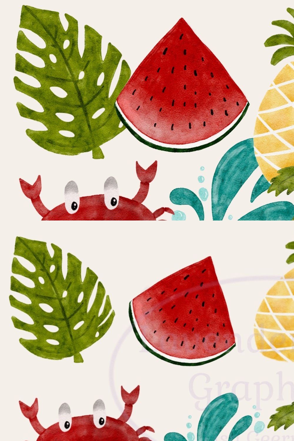 Watercolor Summer Beach Clipart pinterest preview image.