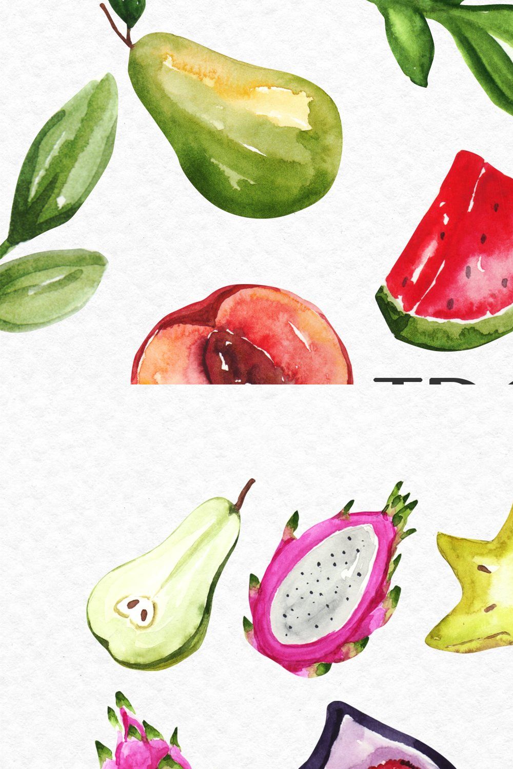 Watercolor summer  tropical fruits pinterest preview image.
