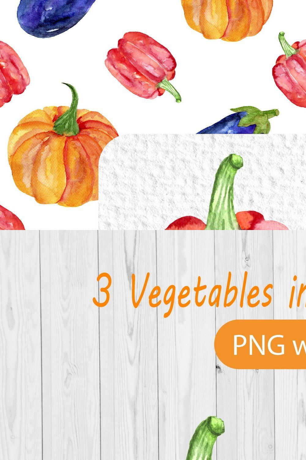 Watercolor Vegetables Patterns pinterest preview image.