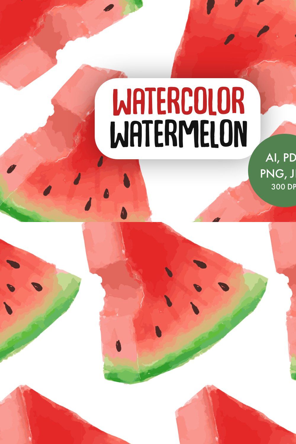 Watercolor Watermelon pinterest preview image.