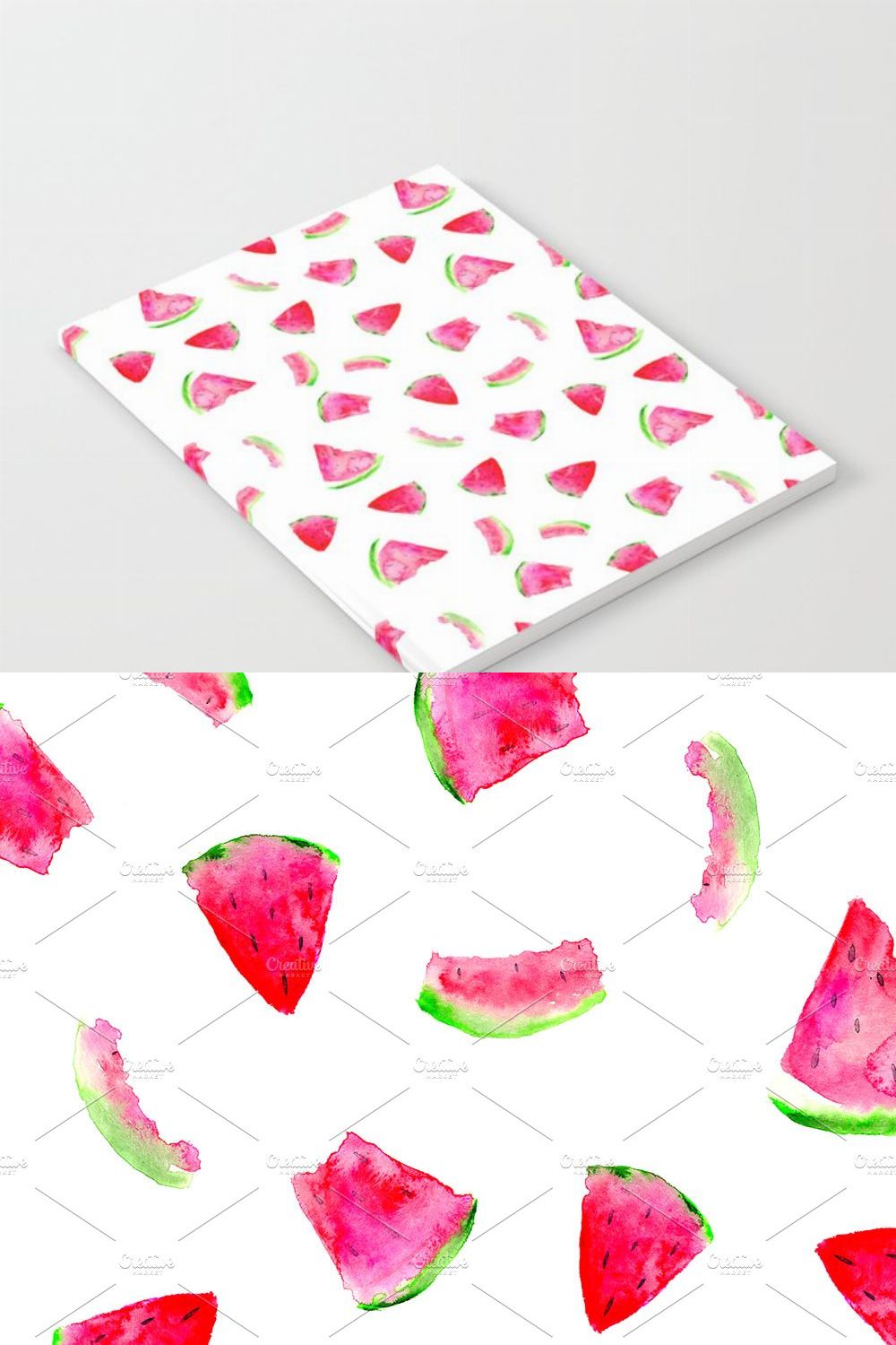 Watercolor watermelon slices pinterest preview image.