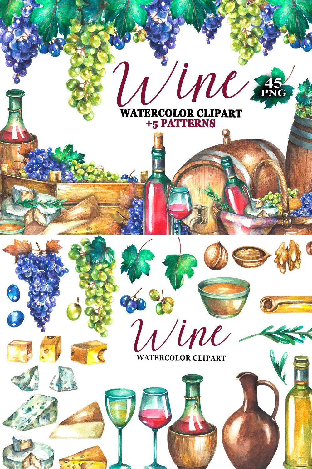 Watercolor Wine clipart pinterest preview image.