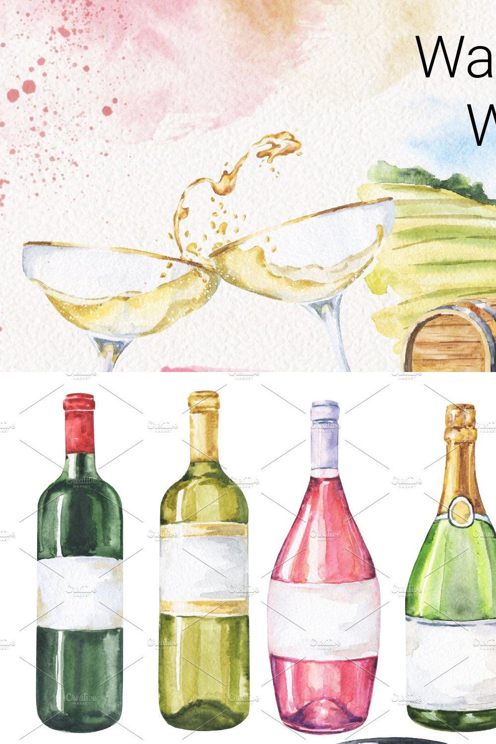 Watercolor Winery pinterest preview image.