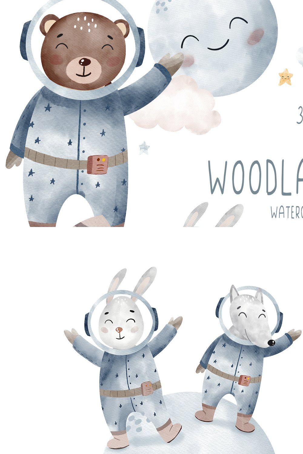 Watercolor woodland space clipart pinterest preview image.