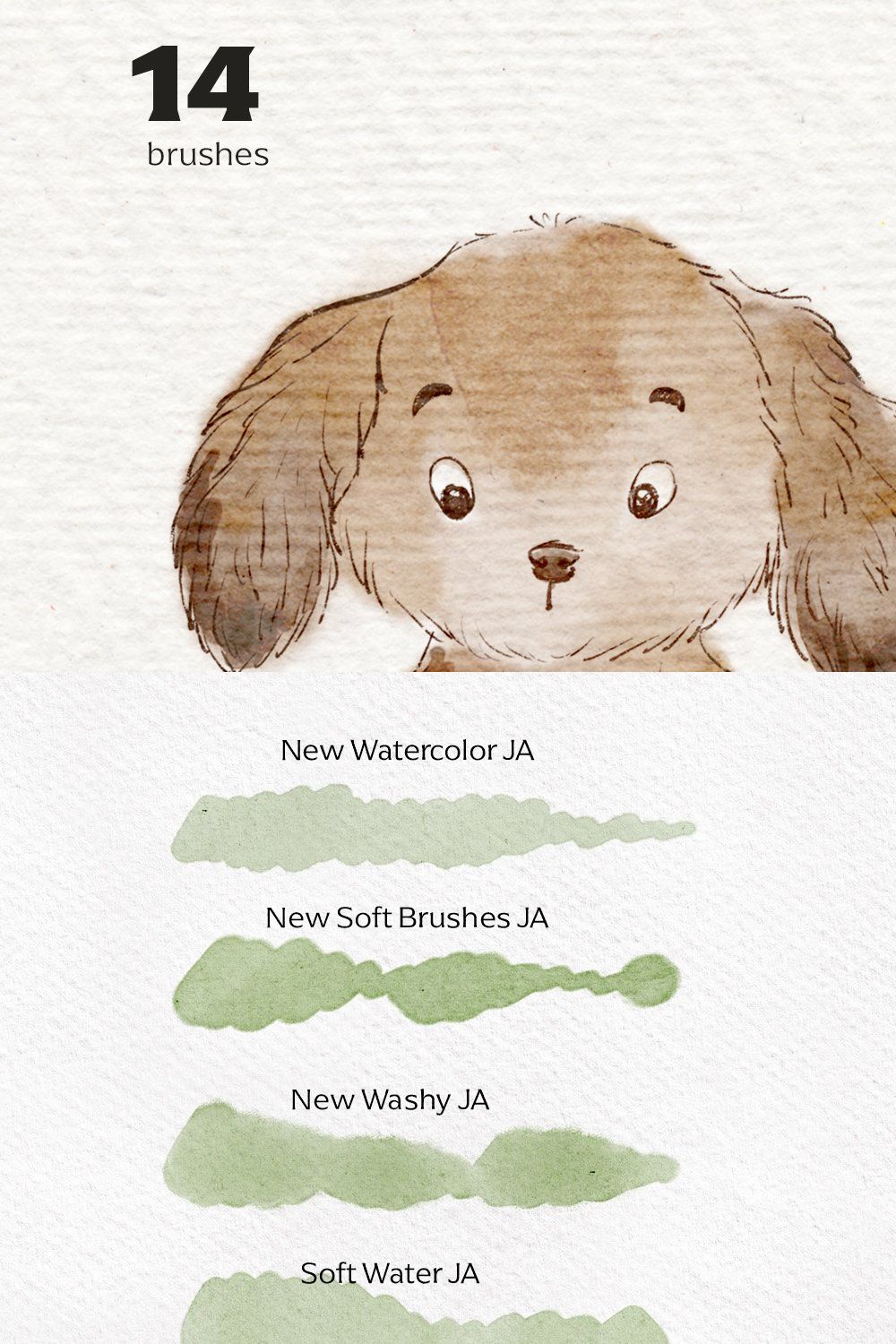 Watercolor&Pencil Procreate brushes pinterest preview image.