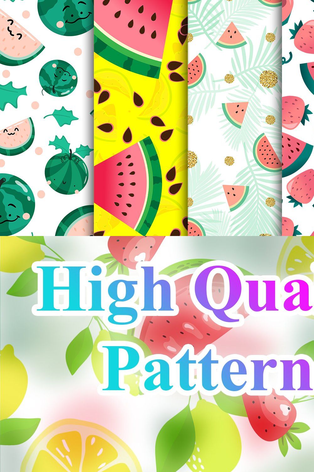 Watermelon seamless pattern pinterest preview image.