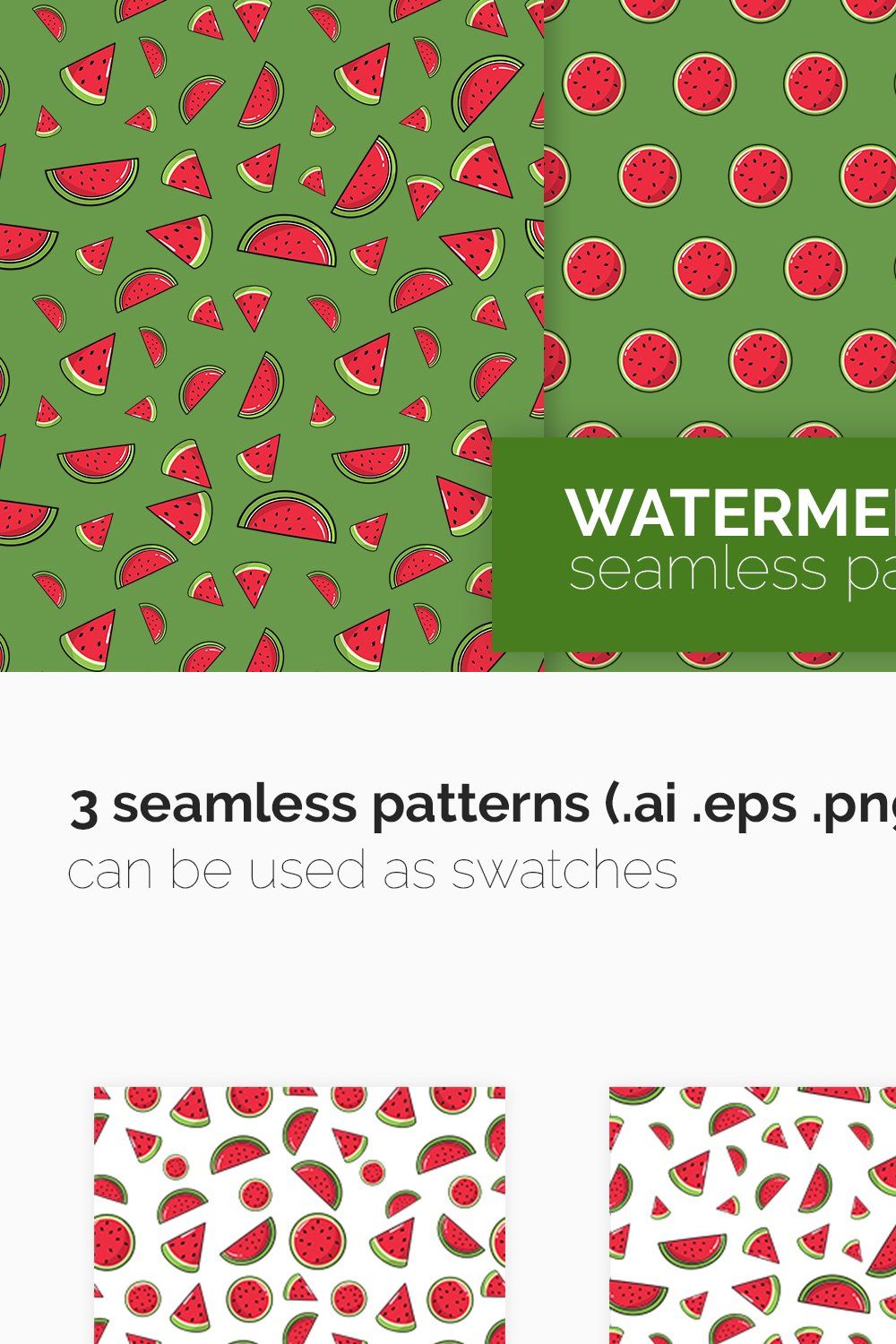 Watermelons Seamless Patterns pinterest preview image.