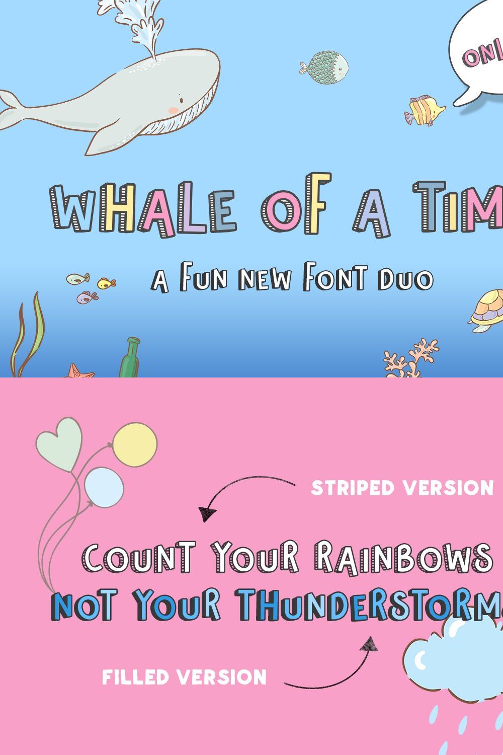 Whale of a Time Font Duo pinterest preview image.