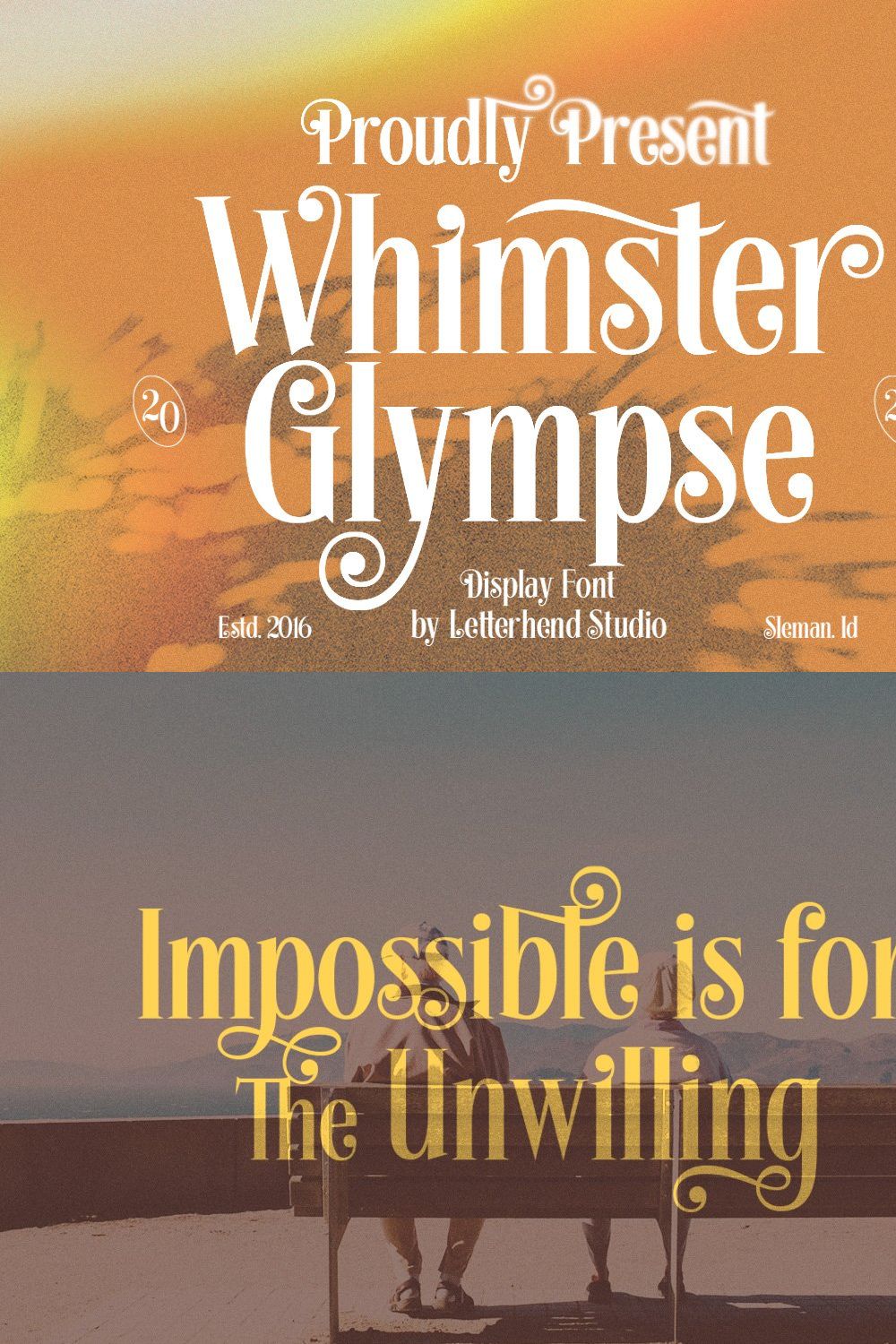 Whimster Glimpse - Display Font pinterest preview image.