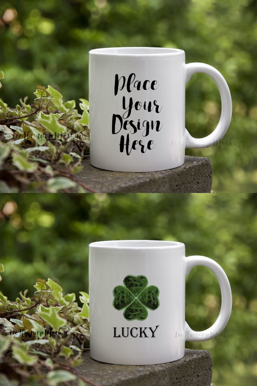 White Coffee psd mug mockup bokeh pinterest preview image.