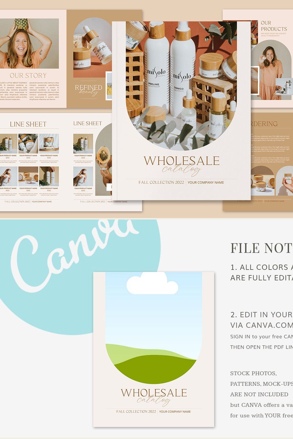 Wholesale Catalog Template CANVA pinterest preview image.