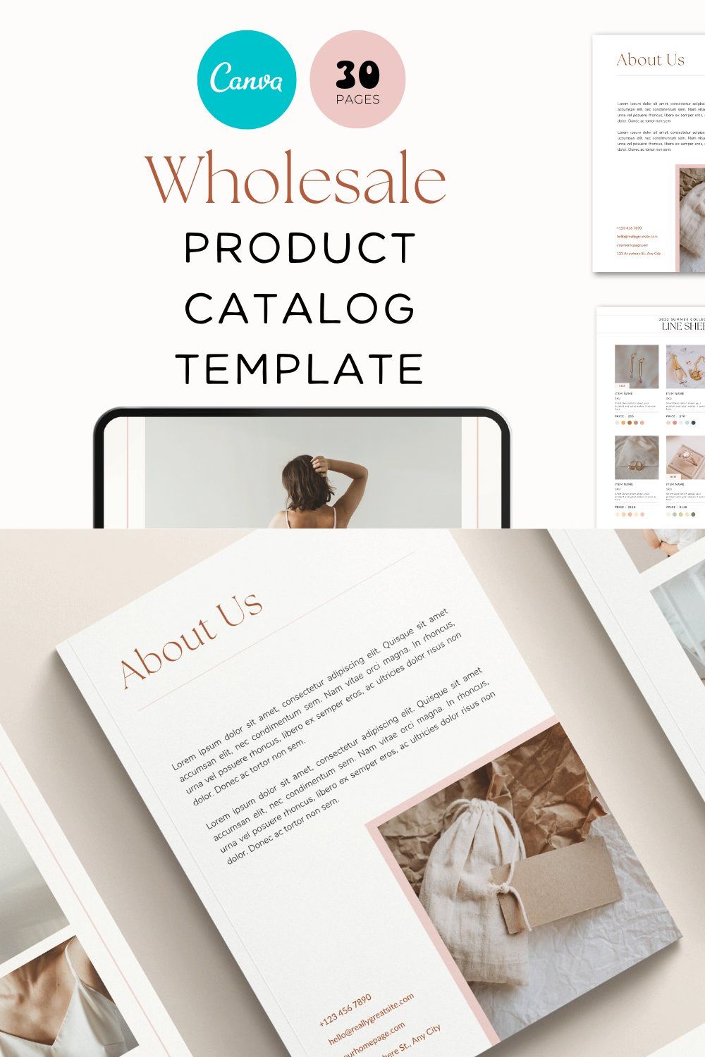 Wholesale Product Catalog for Canva pinterest preview image.