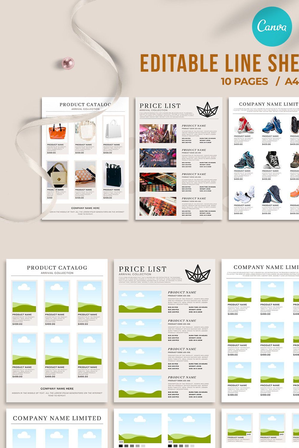 Wholesale Product Catalog/Line Sheet pinterest preview image.