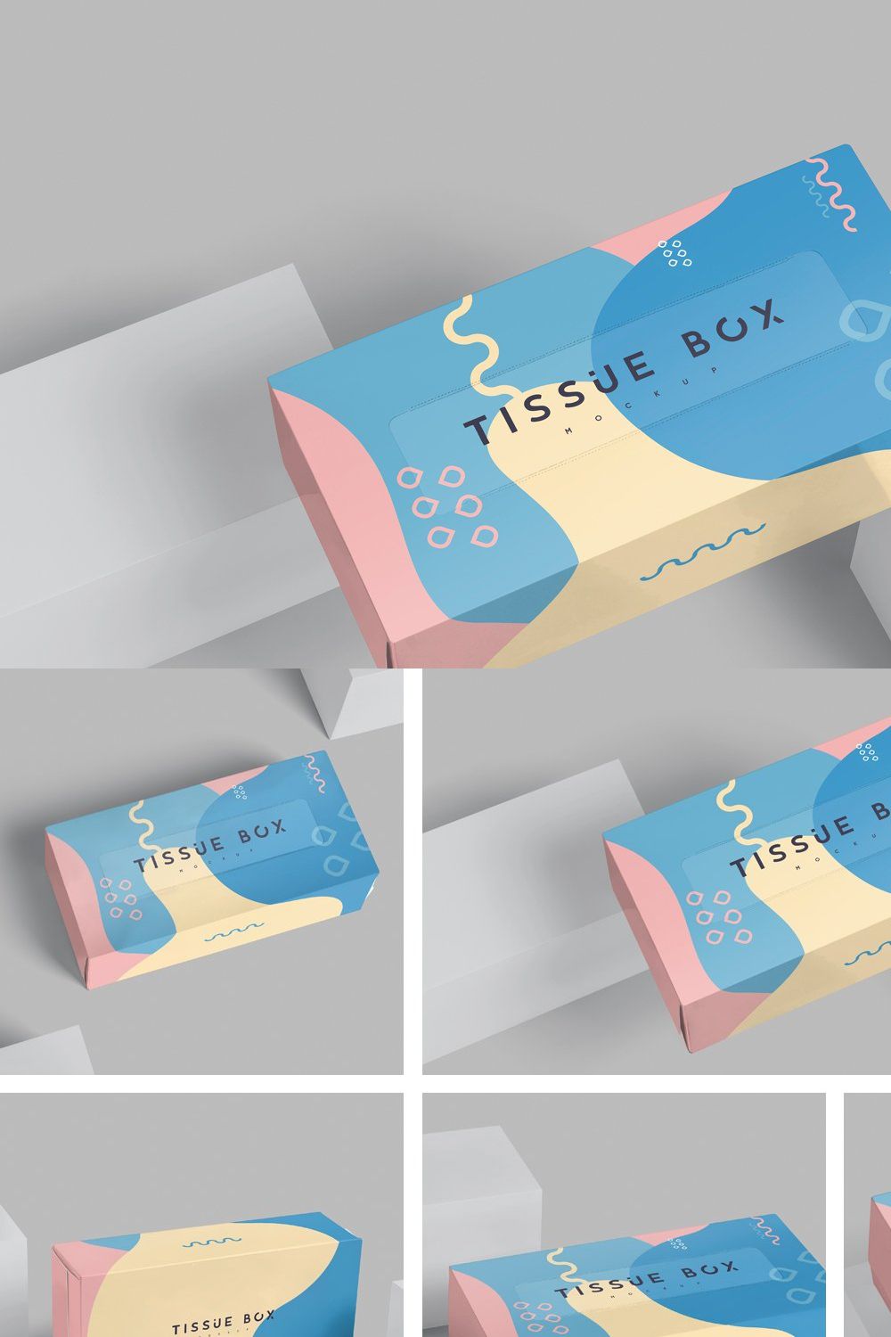 Wide Rectangle Tissue Box Mockups pinterest preview image.