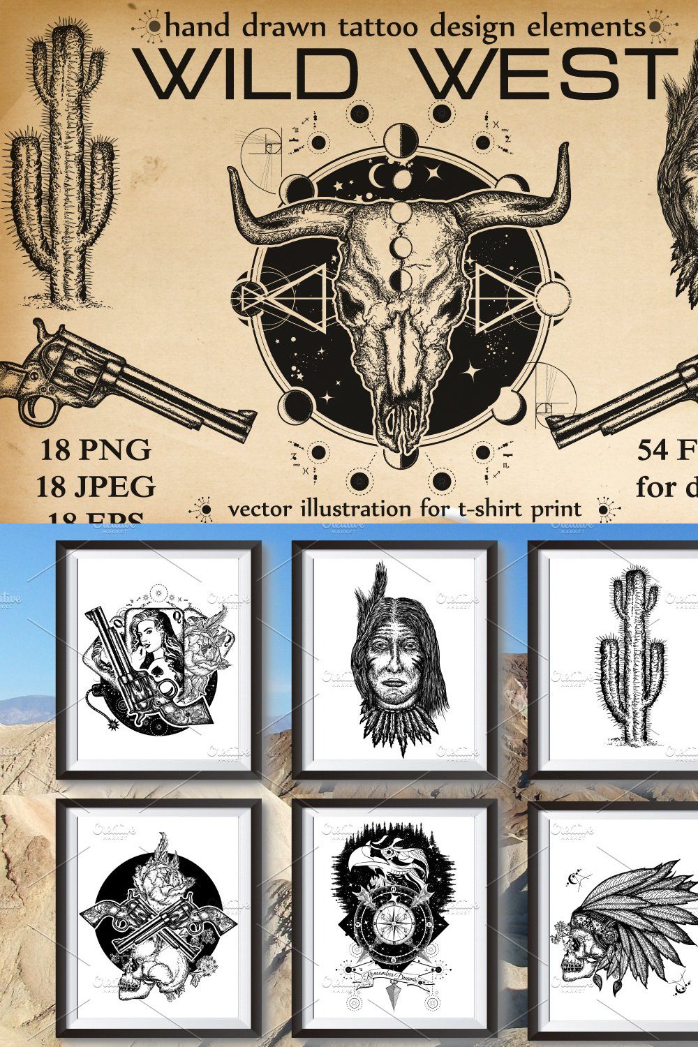 Wild west tattoo pinterest preview image.