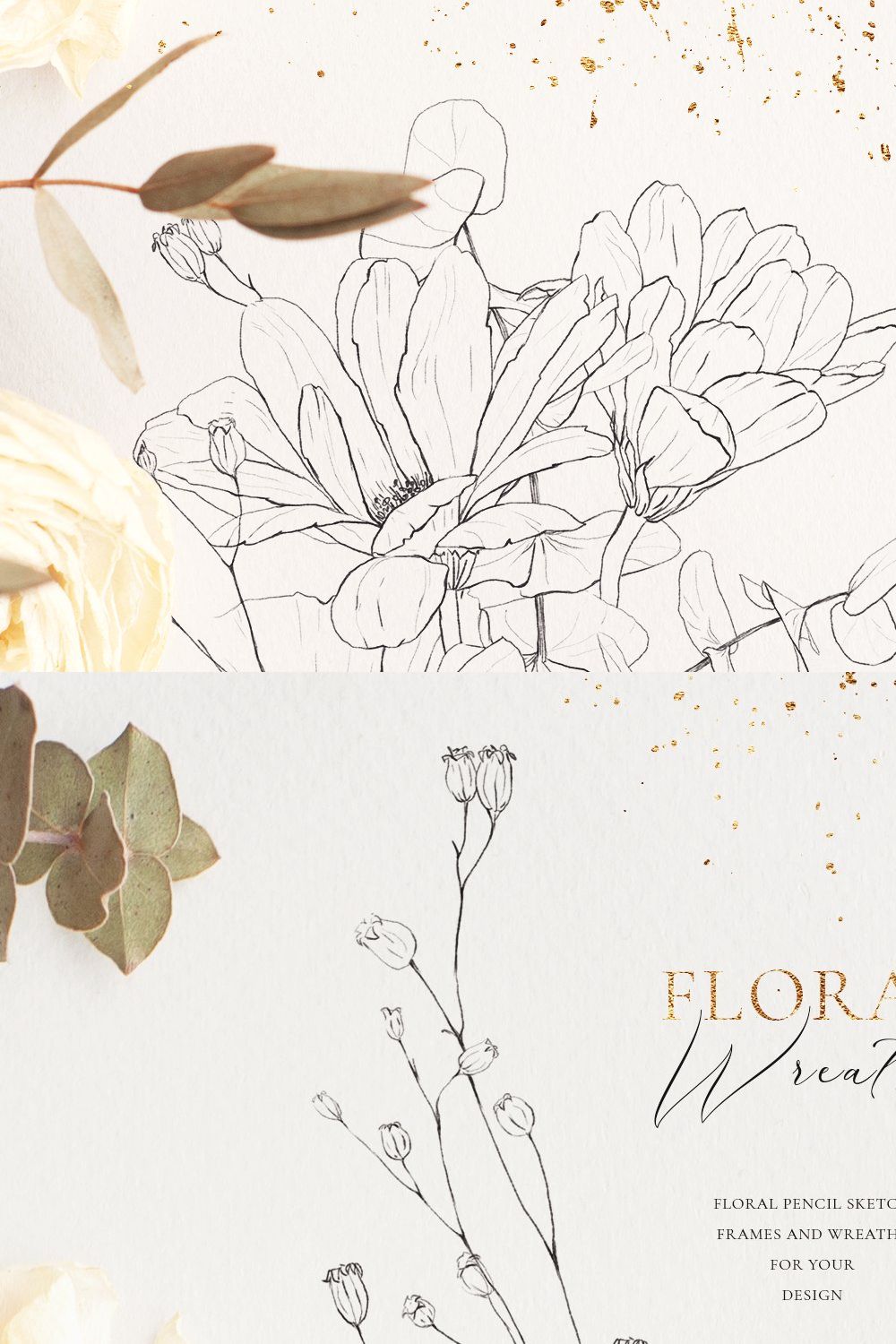 Wildflowers-Pencil sketch collection pinterest preview image.