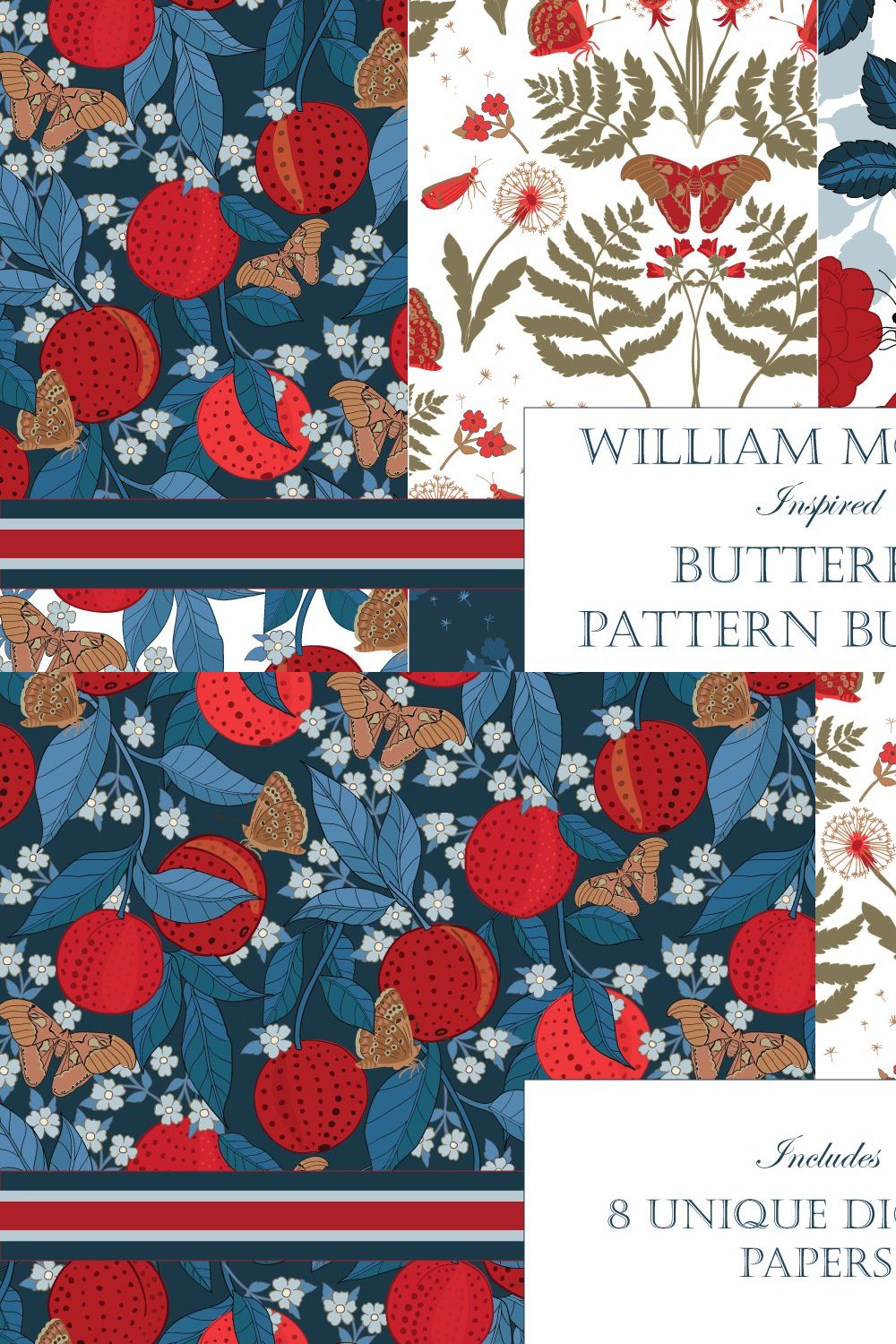 William Morris Butterfly Pattern III pinterest preview image.