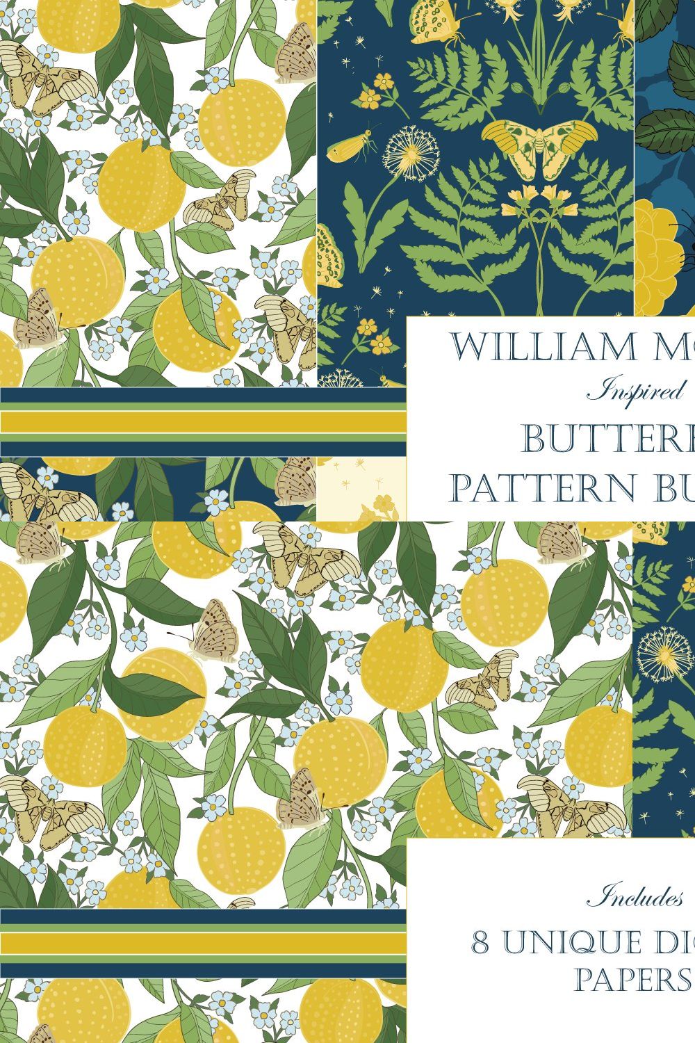 William Morris Butterfly Patterns II pinterest preview image.