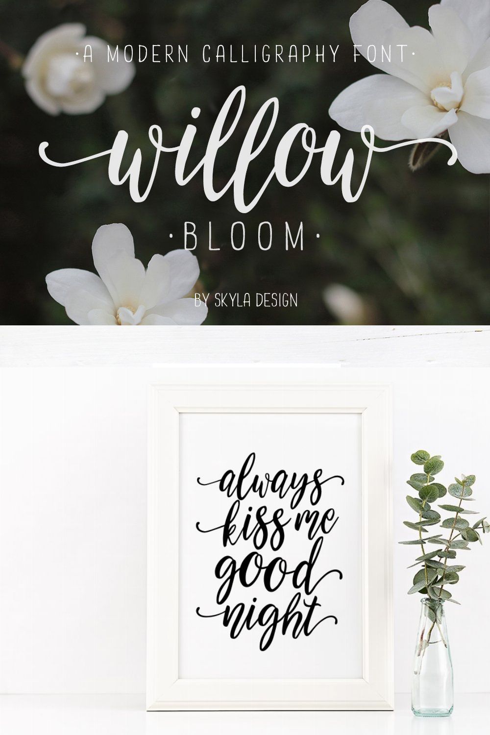 Willow Bloom modern calligraphy font pinterest preview image.