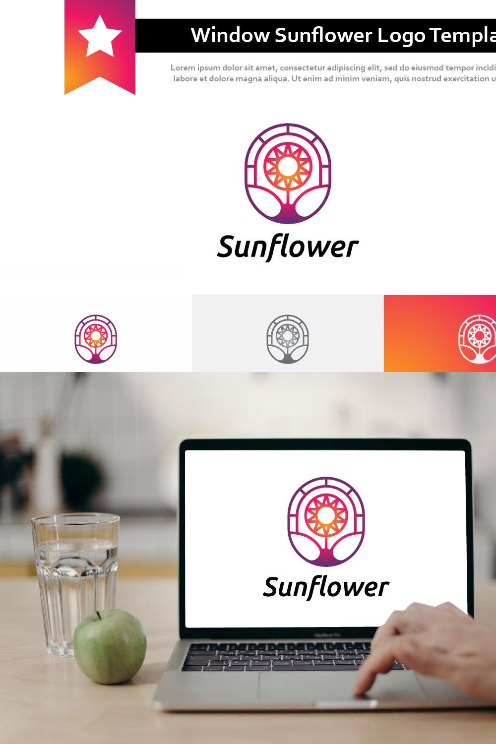 Window Sunflower Floral Logo pinterest preview image.