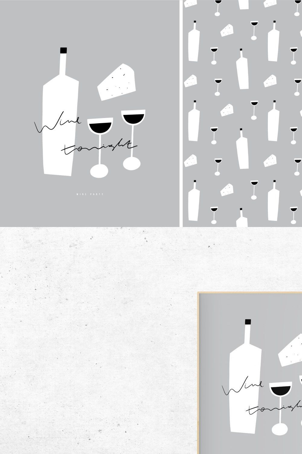 Wine graphic set pinterest preview image.