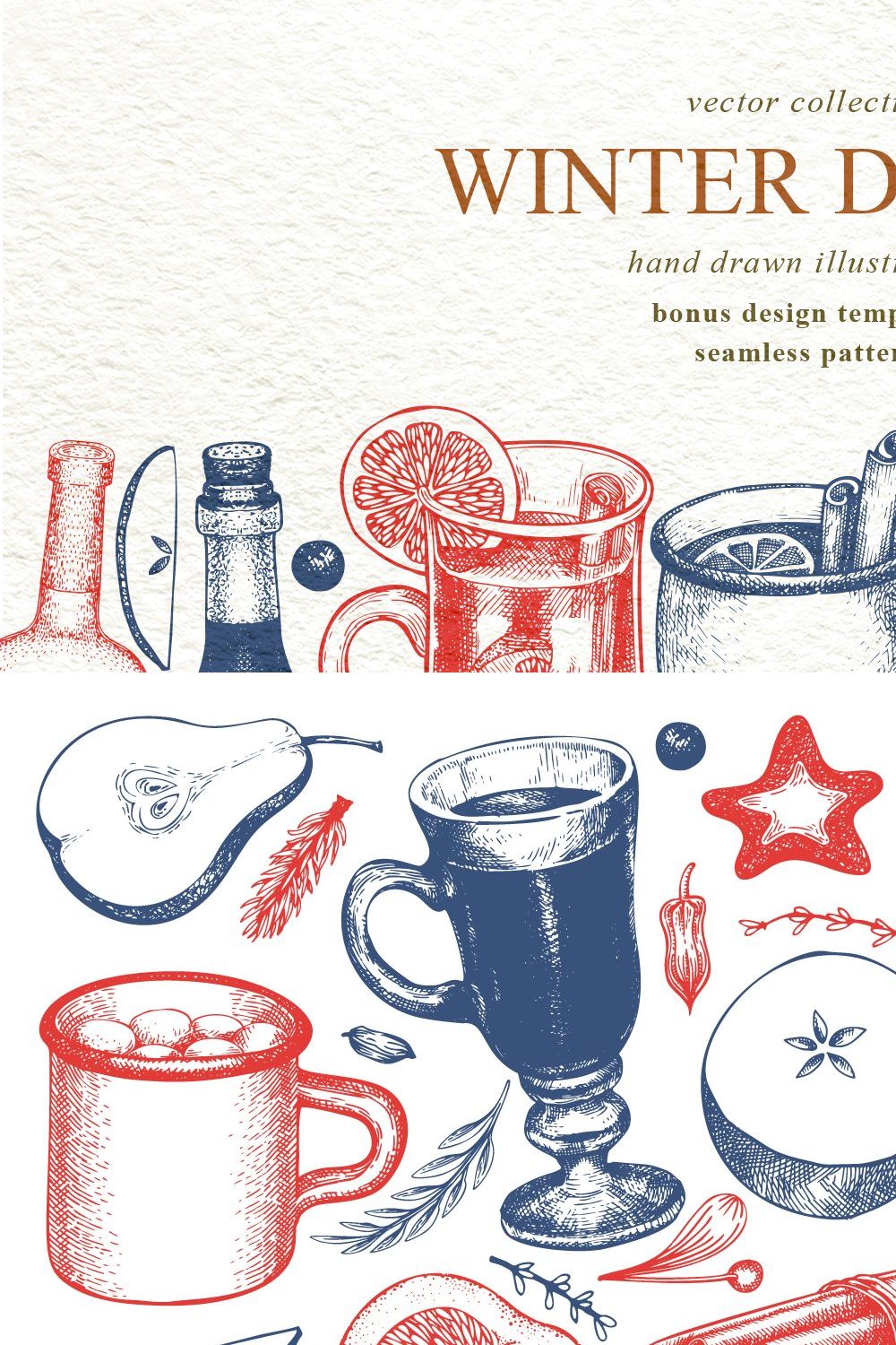 Winter Drinks Vector Collection pinterest preview image.