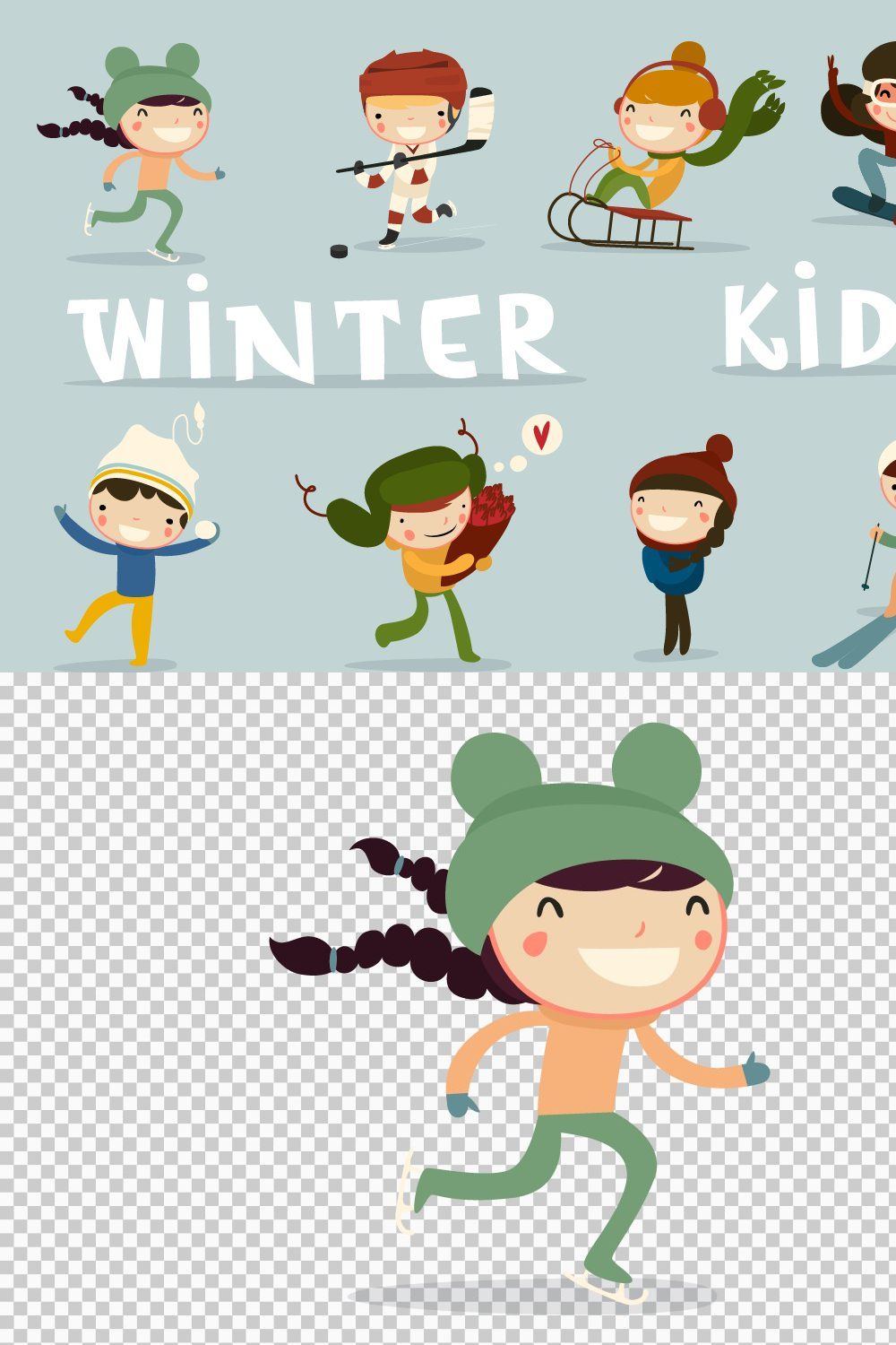 Winter kids pinterest preview image.