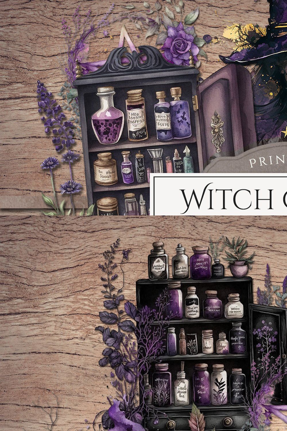 Witch Clipart Set pinterest preview image.