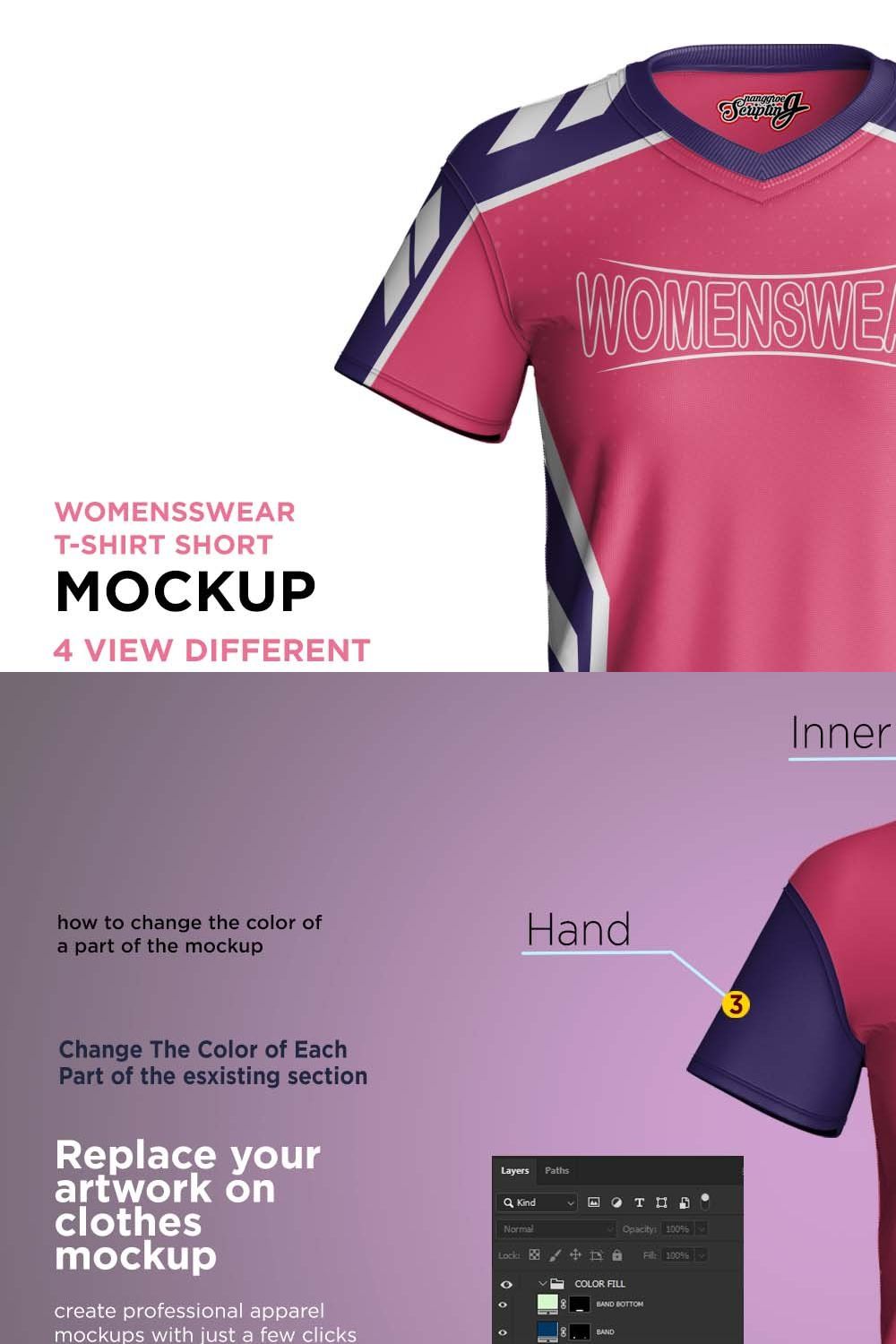 Woman's Swear Shirt V-Neck Mockup pinterest preview image.