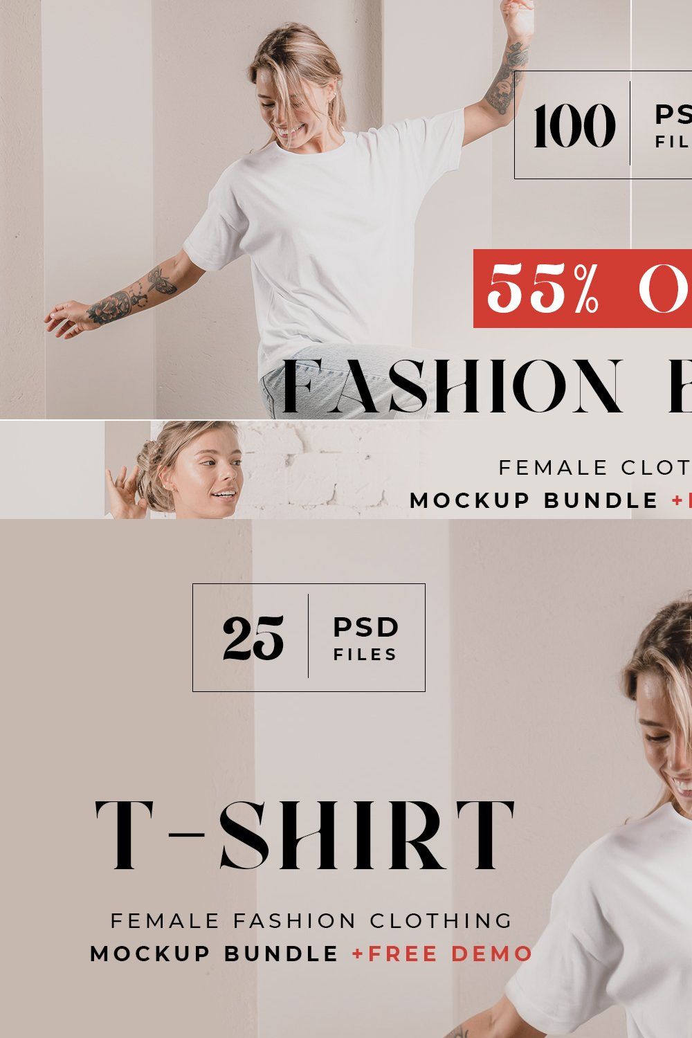 Women Apparel Mockup Bundle pinterest preview image.