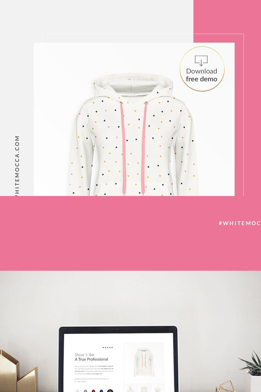 Women Hoodie Ghost Mockups FREE DEMO pinterest preview image.