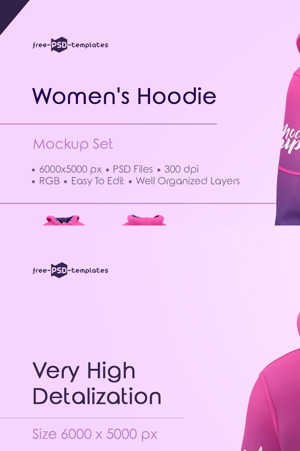 Women`s Hoodie MockUp Set pinterest preview image.