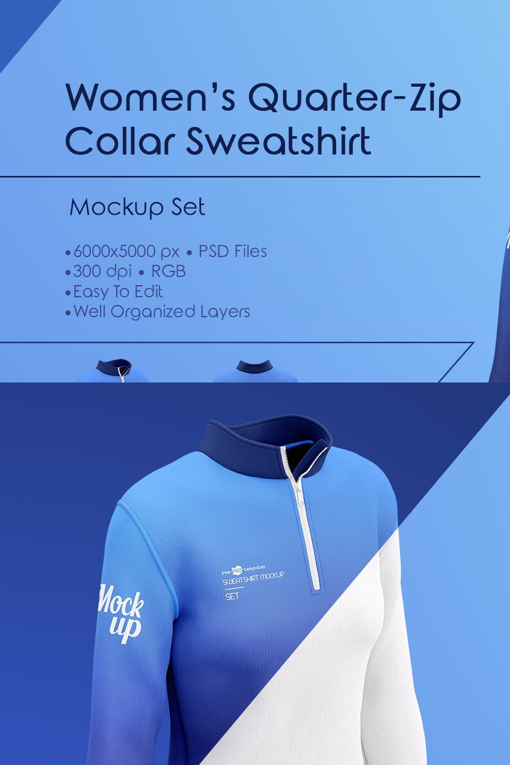 Women’s Sweatshirt Mockup Set pinterest preview image.