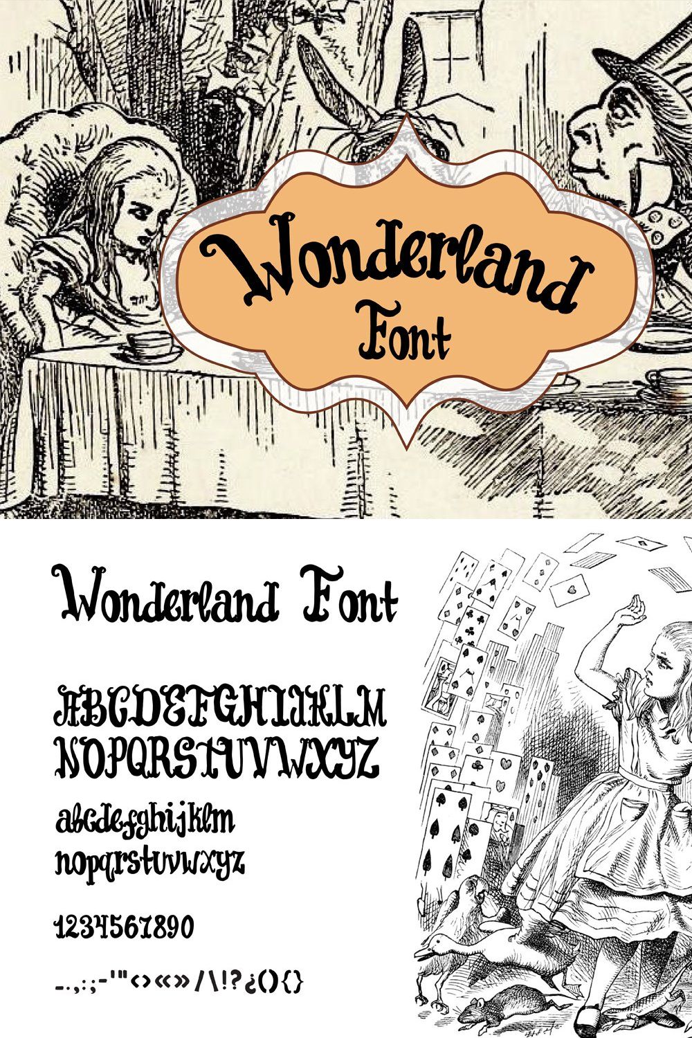 Wonderland script. pinterest preview image.