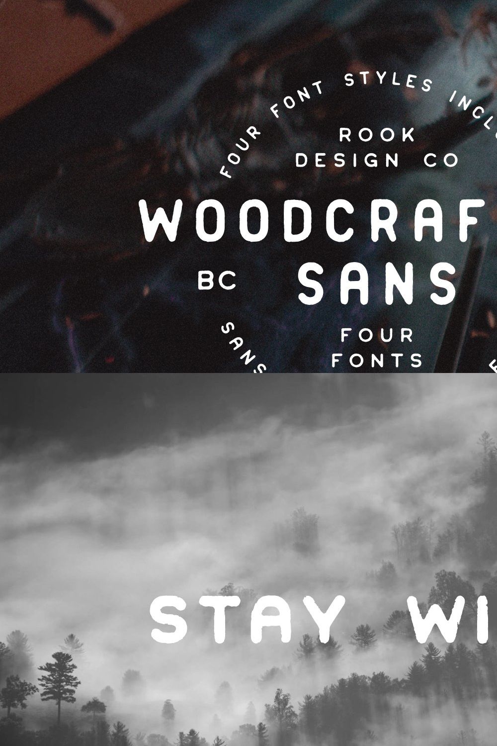 Woodcrafter Sans - 4 Font Family pinterest preview image.