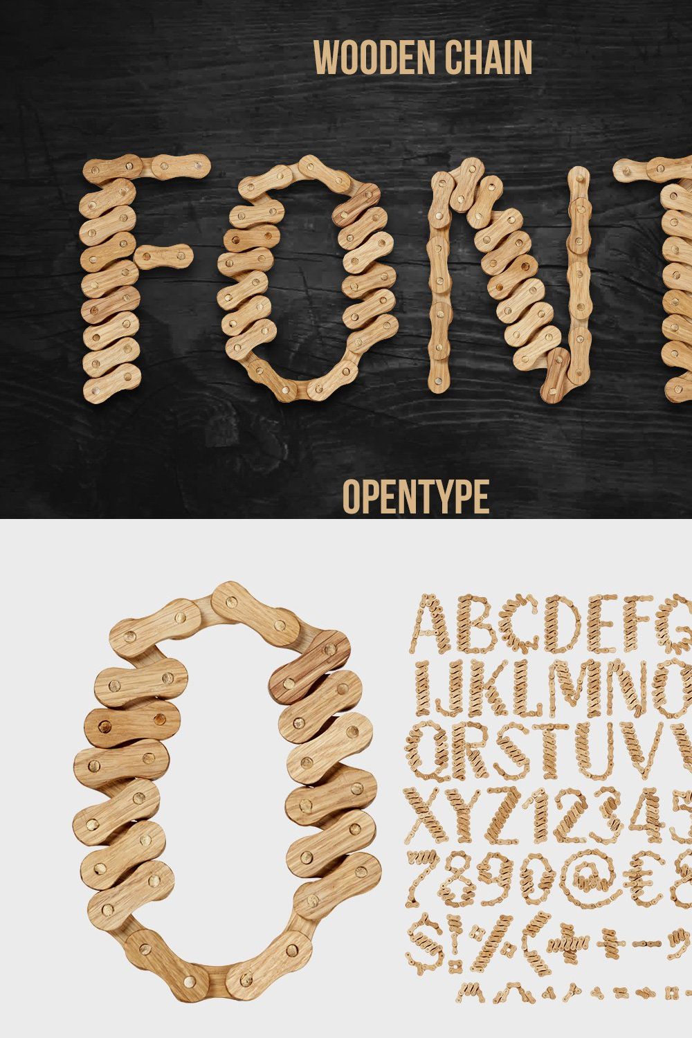 Wooden Chain Font pinterest preview image.