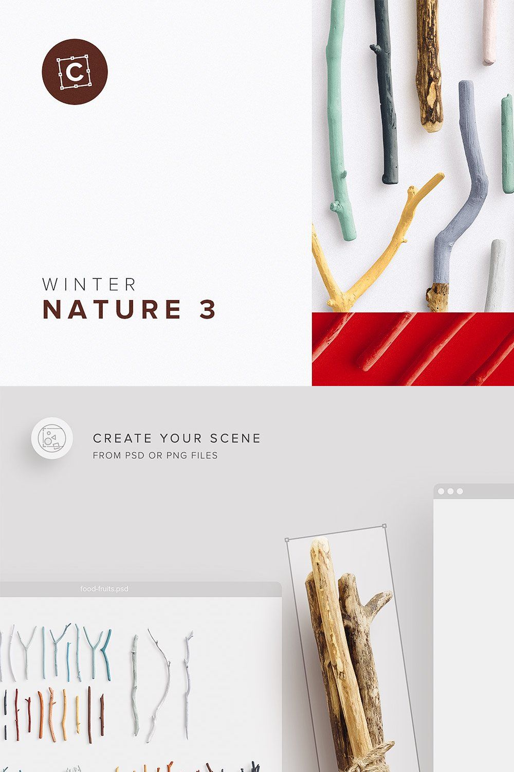 Wooden Nature Sticks Scene Creator pinterest preview image.