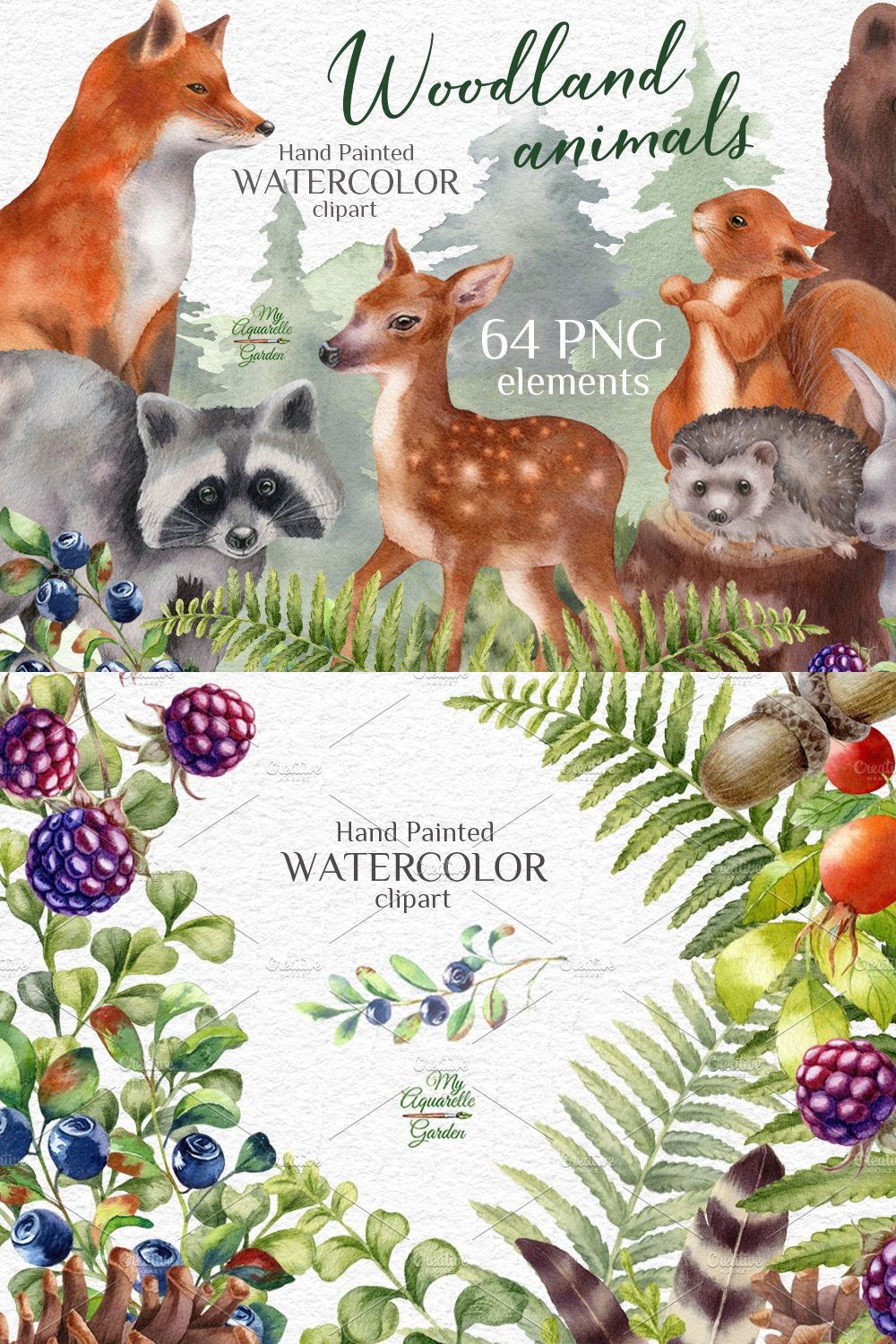 Woodland animals pinterest preview image.