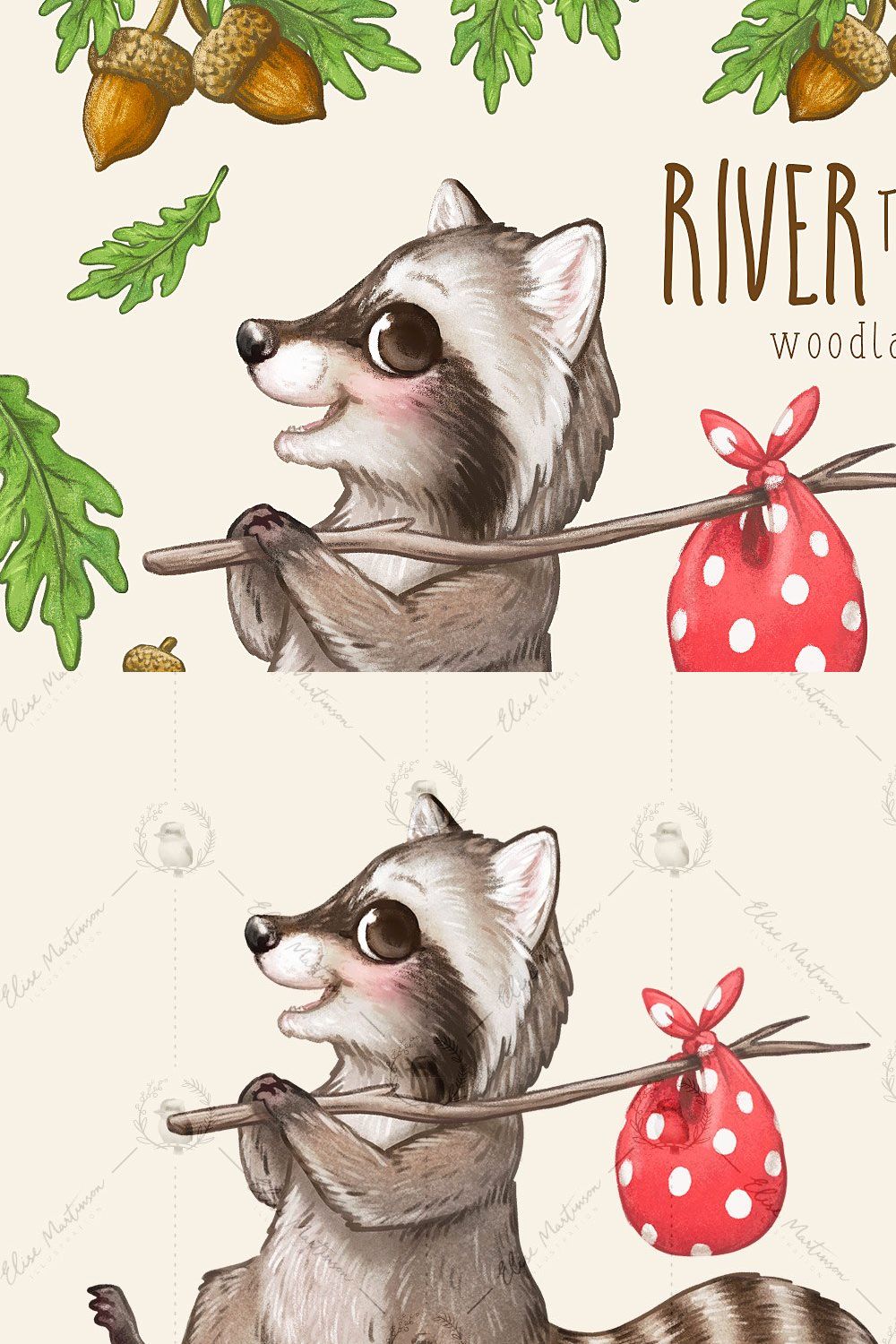 Woodland Raccoon Clipart pinterest preview image.
