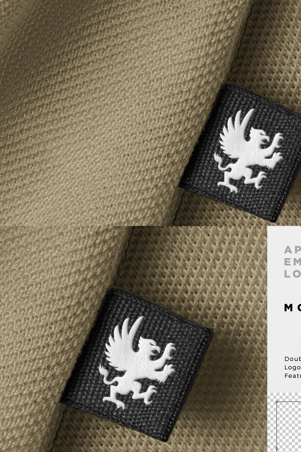 Woven Label Embroidery Logo Mockup pinterest preview image.