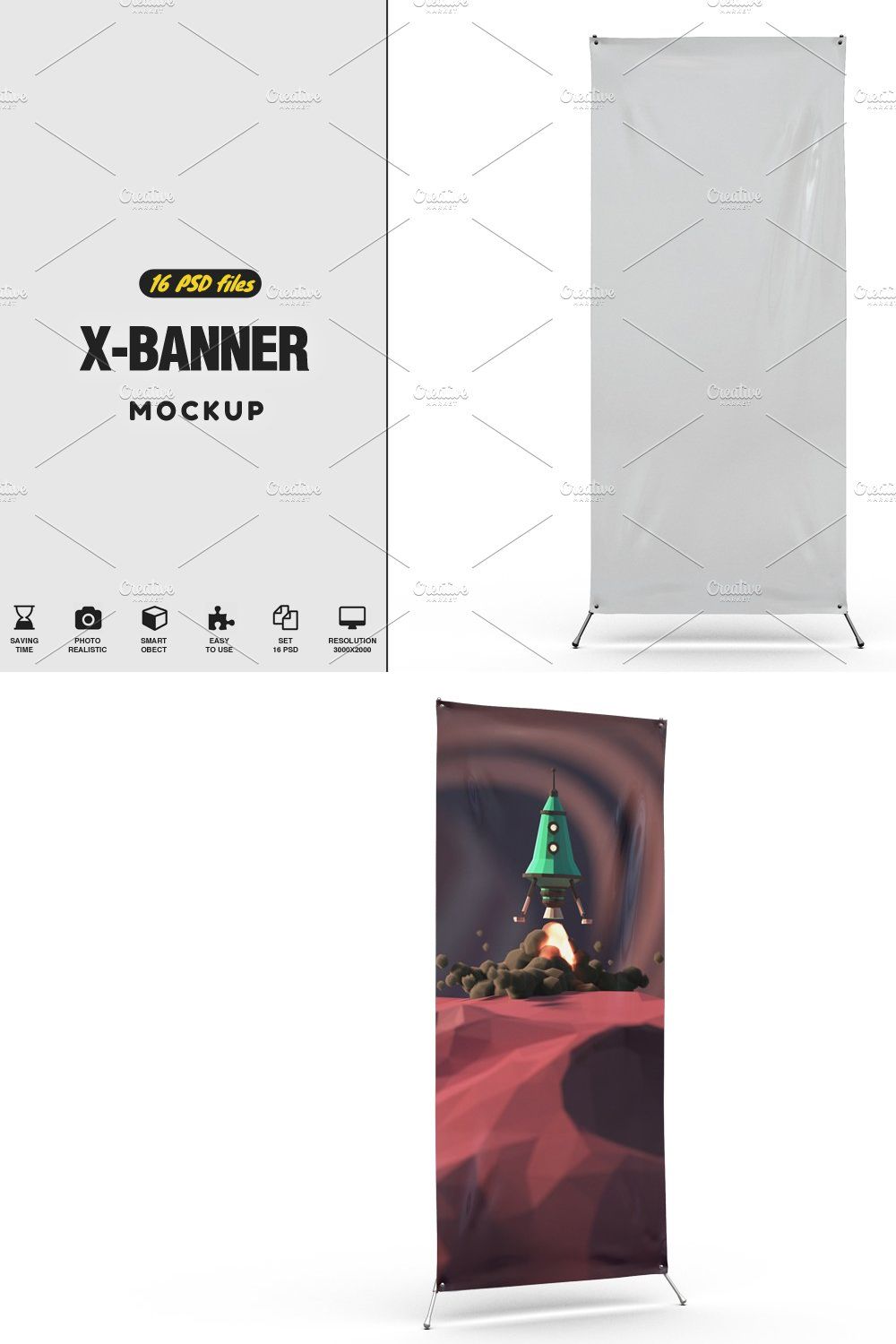 X-Banner MockUp pinterest preview image.
