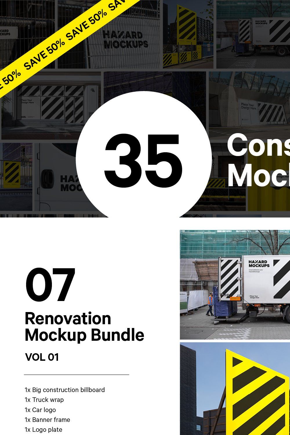 XL Construction Mockup Bundle pinterest preview image.