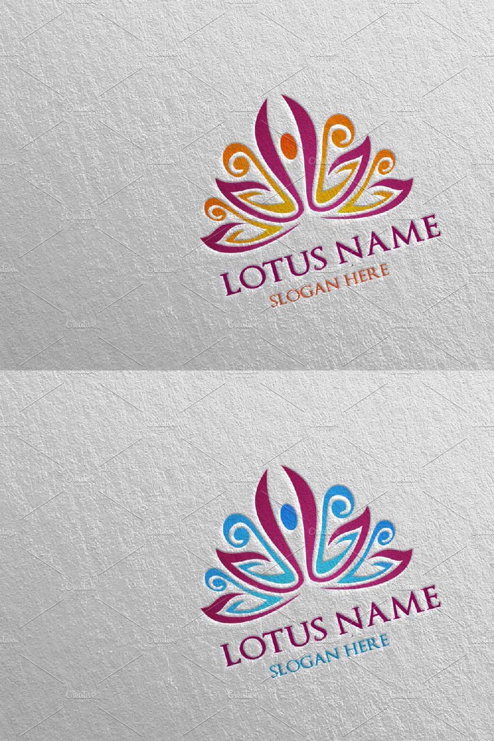 Yoga and Spa Lotus Flower logo 14 pinterest preview image.