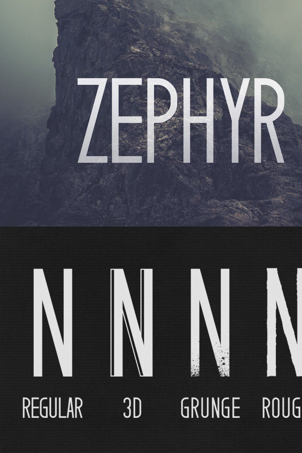 Zephyr Typeface pinterest preview image.